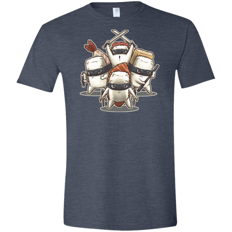 T-Shirts Heather Navy / S Ninja Sushi Men's Semi-Fitted Softstyle