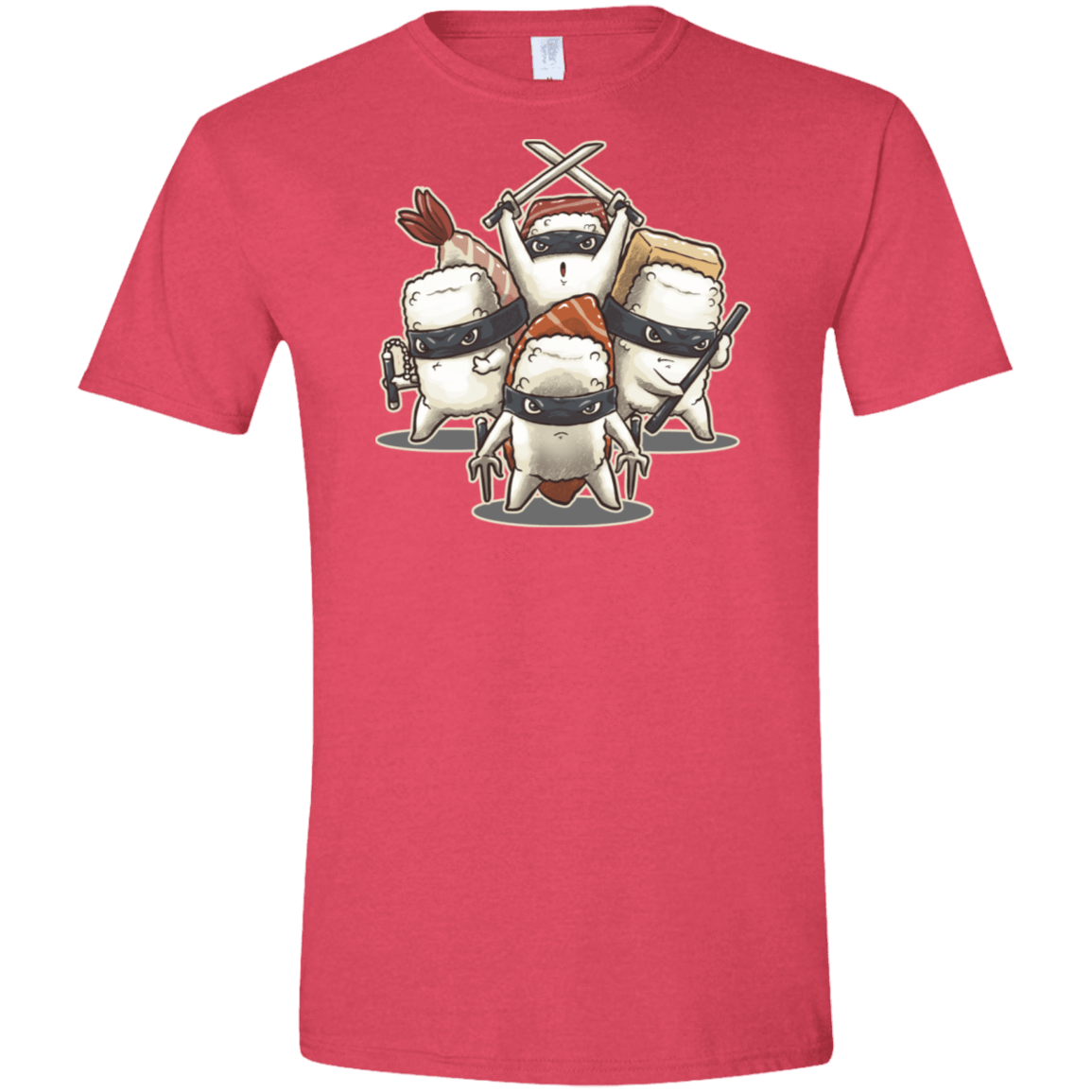 T-Shirts Heather Red / S Ninja Sushi Men's Semi-Fitted Softstyle