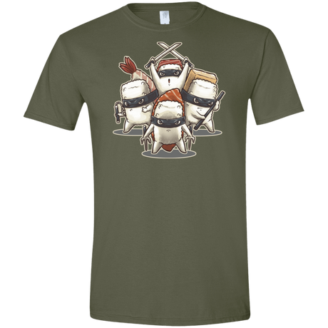 T-Shirts Military Green / S Ninja Sushi Men's Semi-Fitted Softstyle