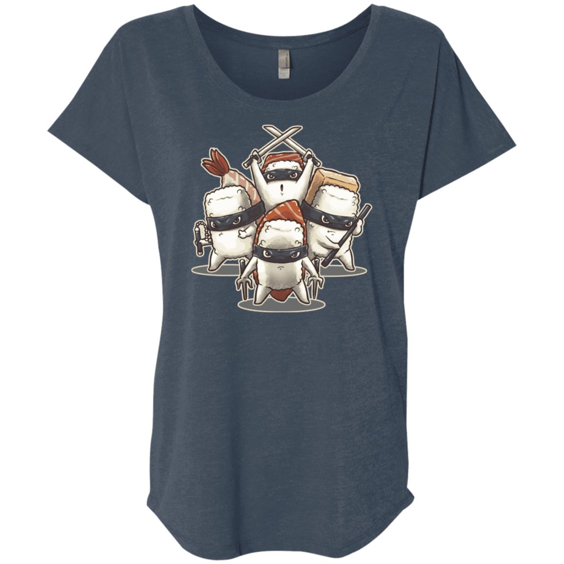 T-Shirts Indigo / X-Small Ninja Sushi Triblend Dolman Sleeve