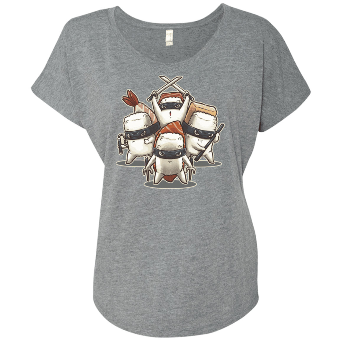 T-Shirts Premium Heather / X-Small Ninja Sushi Triblend Dolman Sleeve