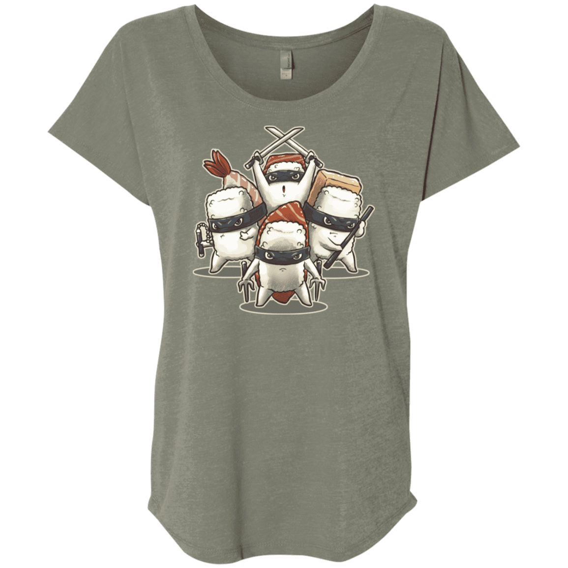 T-Shirts Venetian Grey / X-Small Ninja Sushi Triblend Dolman Sleeve