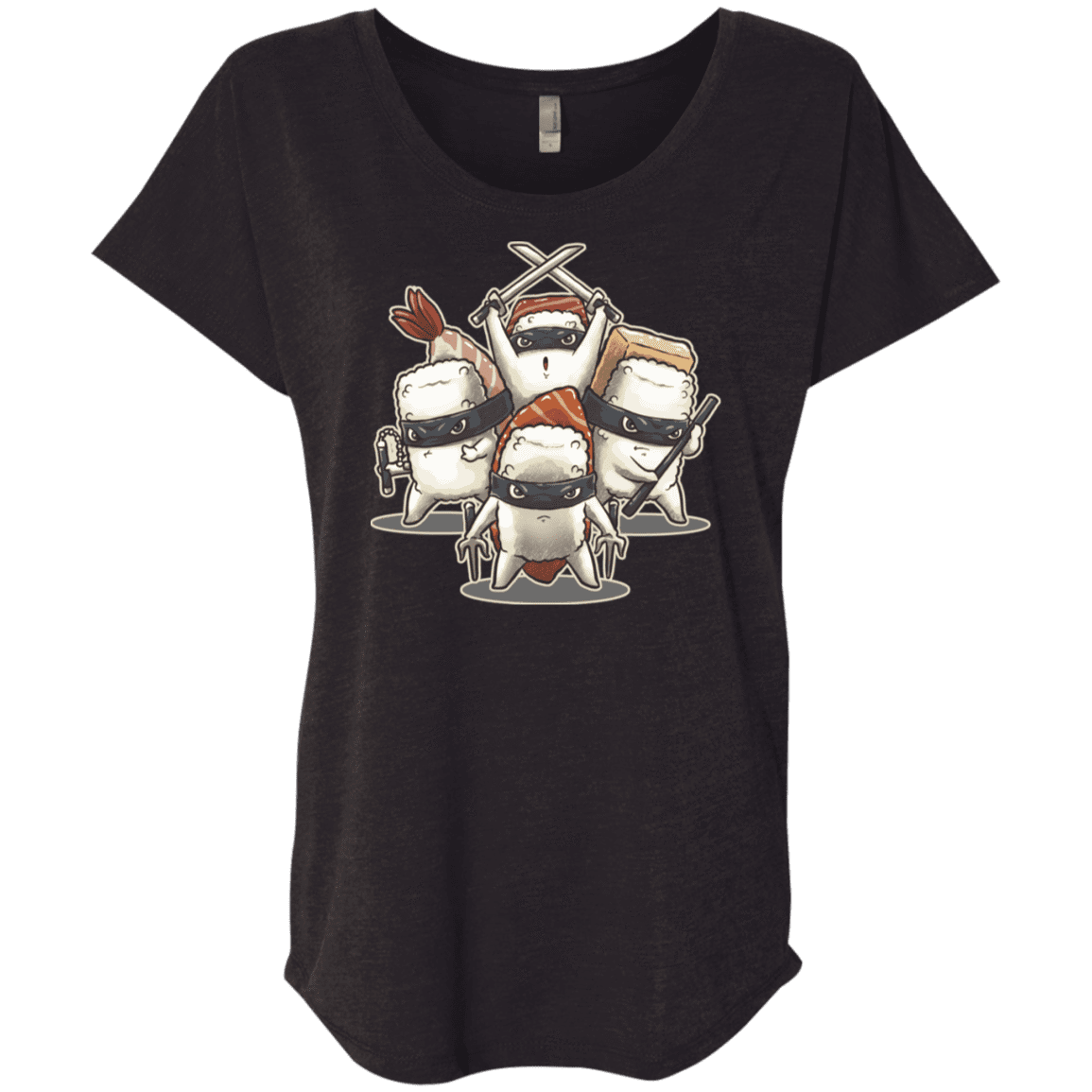 T-Shirts Vintage Black / X-Small Ninja Sushi Triblend Dolman Sleeve