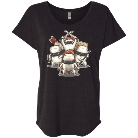 T-Shirts Vintage Black / X-Small Ninja Sushi Triblend Dolman Sleeve