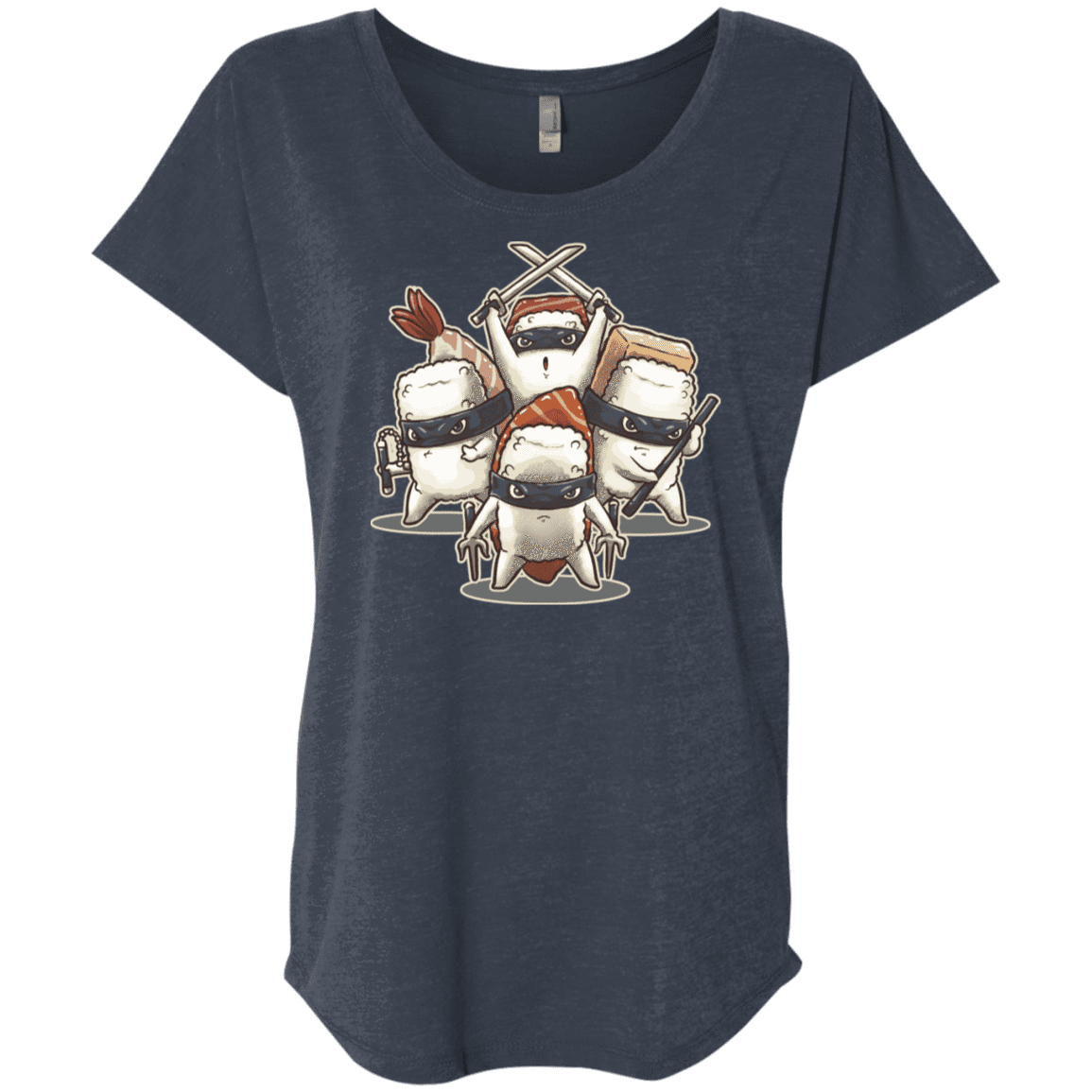 T-Shirts Vintage Navy / X-Small Ninja Sushi Triblend Dolman Sleeve
