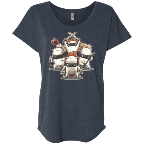 T-Shirts Vintage Navy / X-Small Ninja Sushi Triblend Dolman Sleeve