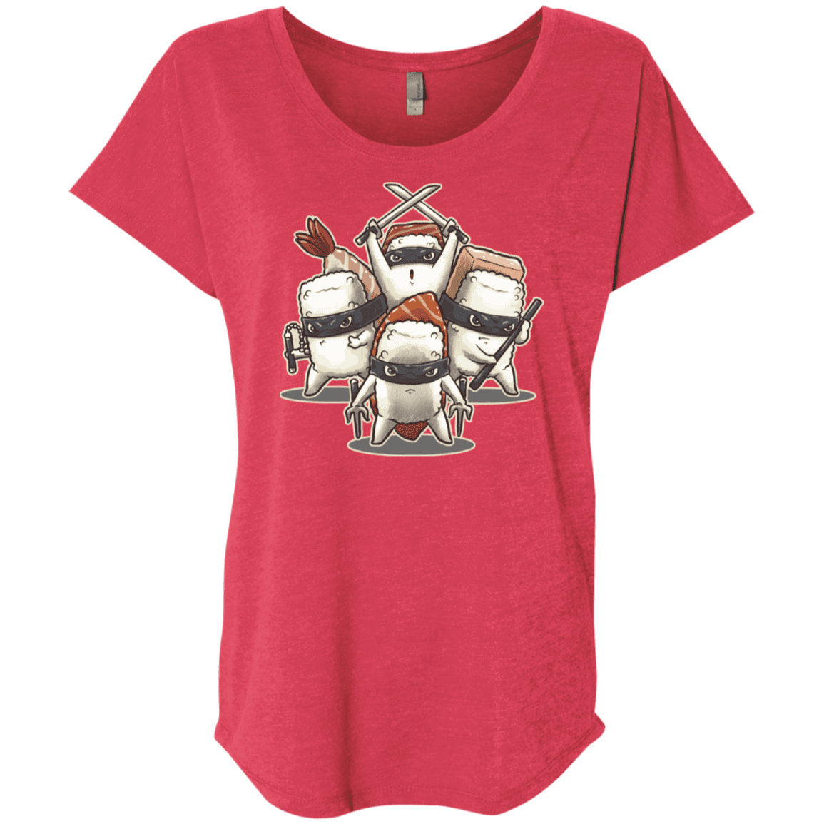 T-Shirts Vintage Red / X-Small Ninja Sushi Triblend Dolman Sleeve