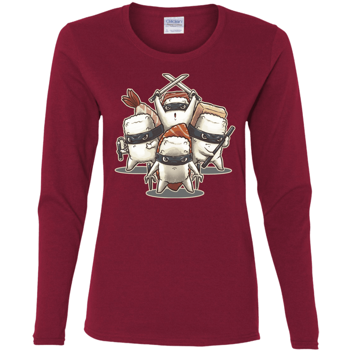 T-Shirts Cardinal / S Ninja Sushi Women's Long Sleeve T-Shirt