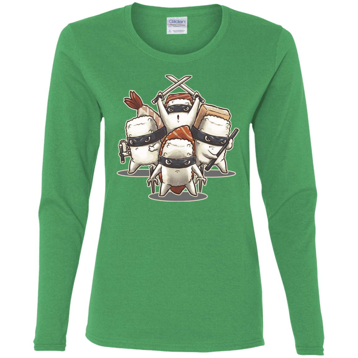 T-Shirts Irish Green / S Ninja Sushi Women's Long Sleeve T-Shirt