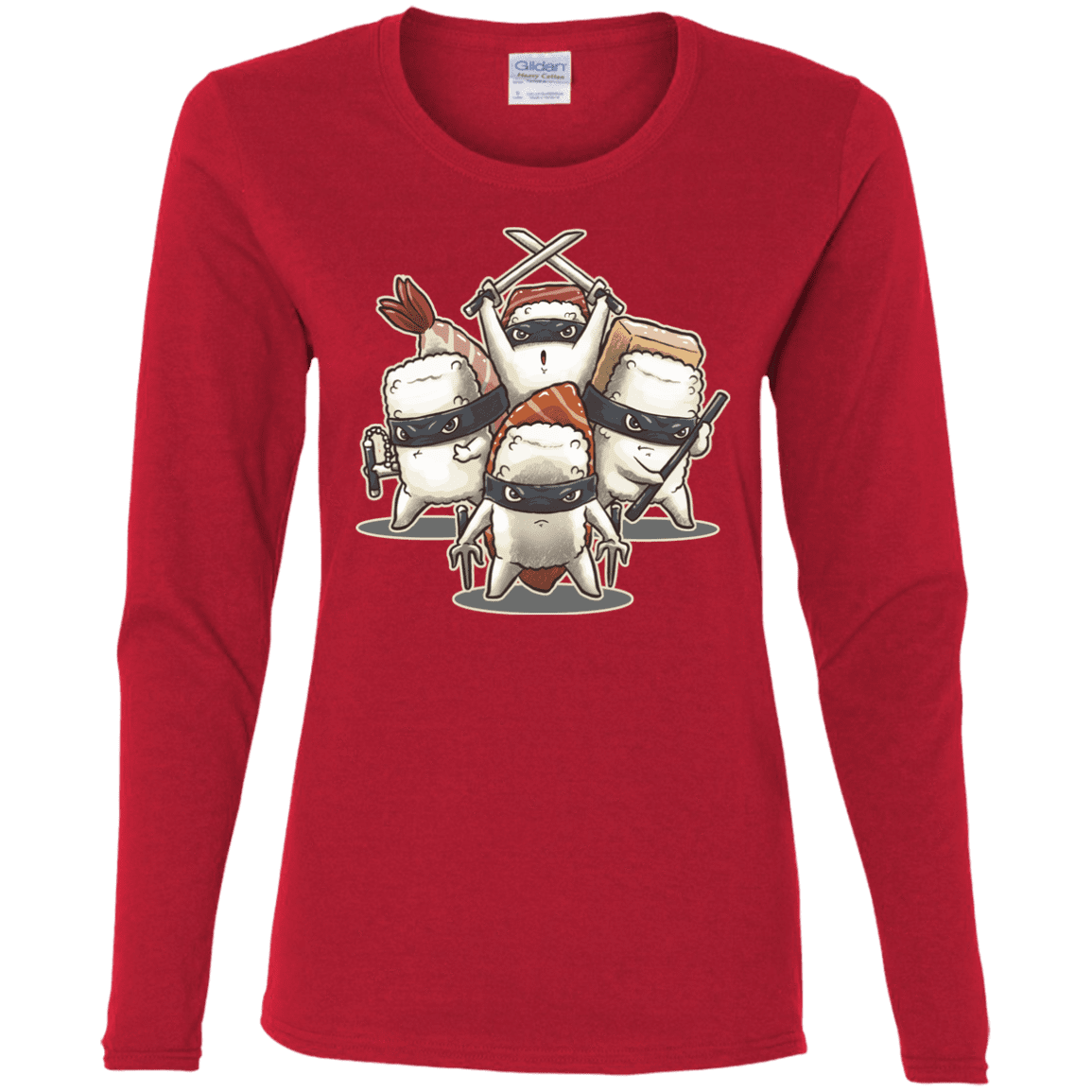 T-Shirts Red / S Ninja Sushi Women's Long Sleeve T-Shirt