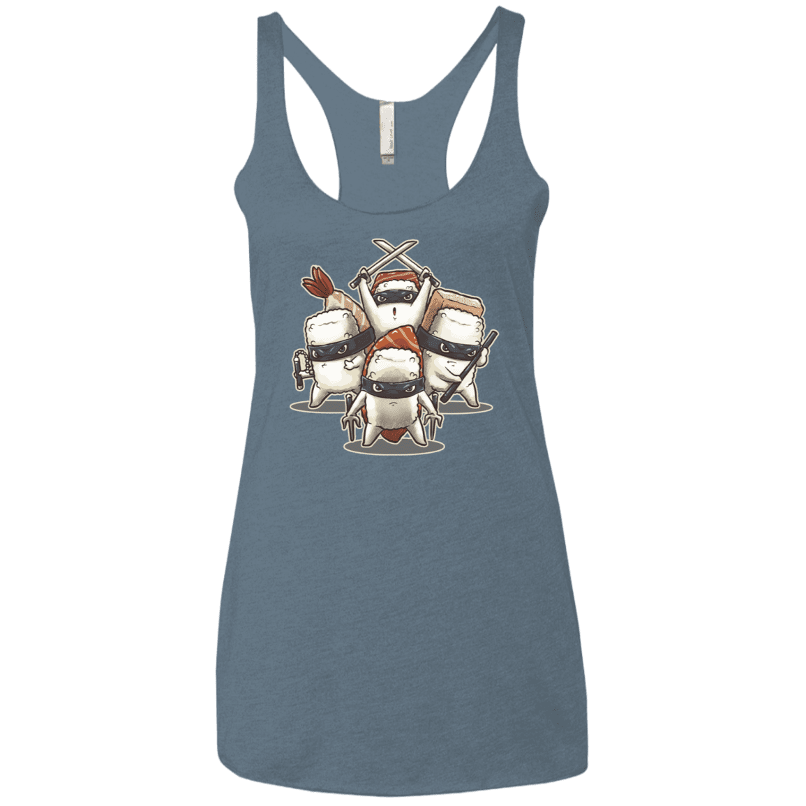 T-Shirts Indigo / X-Small Ninja Sushi Women's Triblend Racerback Tank