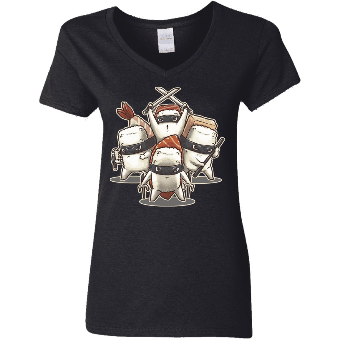 T-Shirts Black / S Ninja Sushi Women's V-Neck T-Shirt