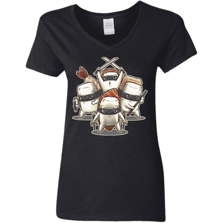 T-Shirts Black / S Ninja Sushi Women's V-Neck T-Shirt