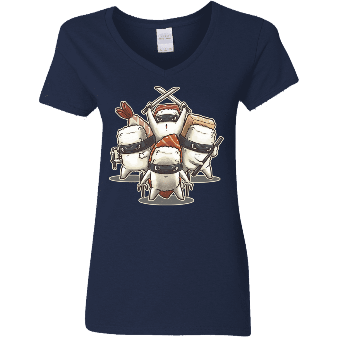 T-Shirts Navy / S Ninja Sushi Women's V-Neck T-Shirt