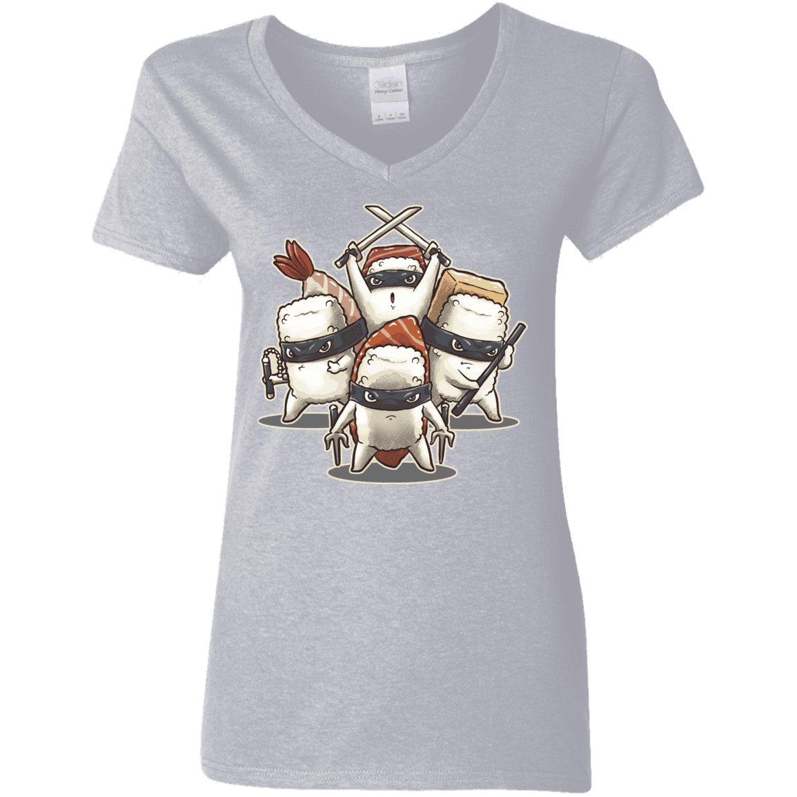 T-Shirts Sport Grey / S Ninja Sushi Women's V-Neck T-Shirt