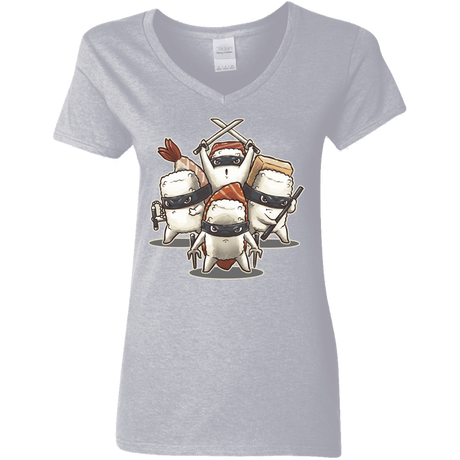 T-Shirts Sport Grey / S Ninja Sushi Women's V-Neck T-Shirt