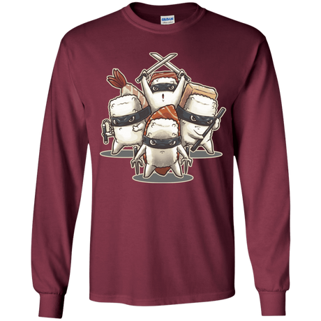 T-Shirts Maroon / YS Ninja Sushi Youth Long Sleeve T-Shirt