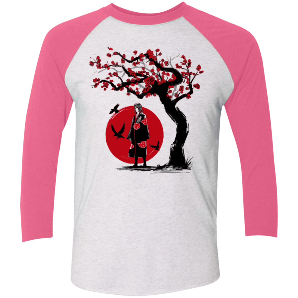 T-Shirts Heather White/Vintage Pink / X-Small Ninja under the sun Men's Triblend 3/4 Sleeve
