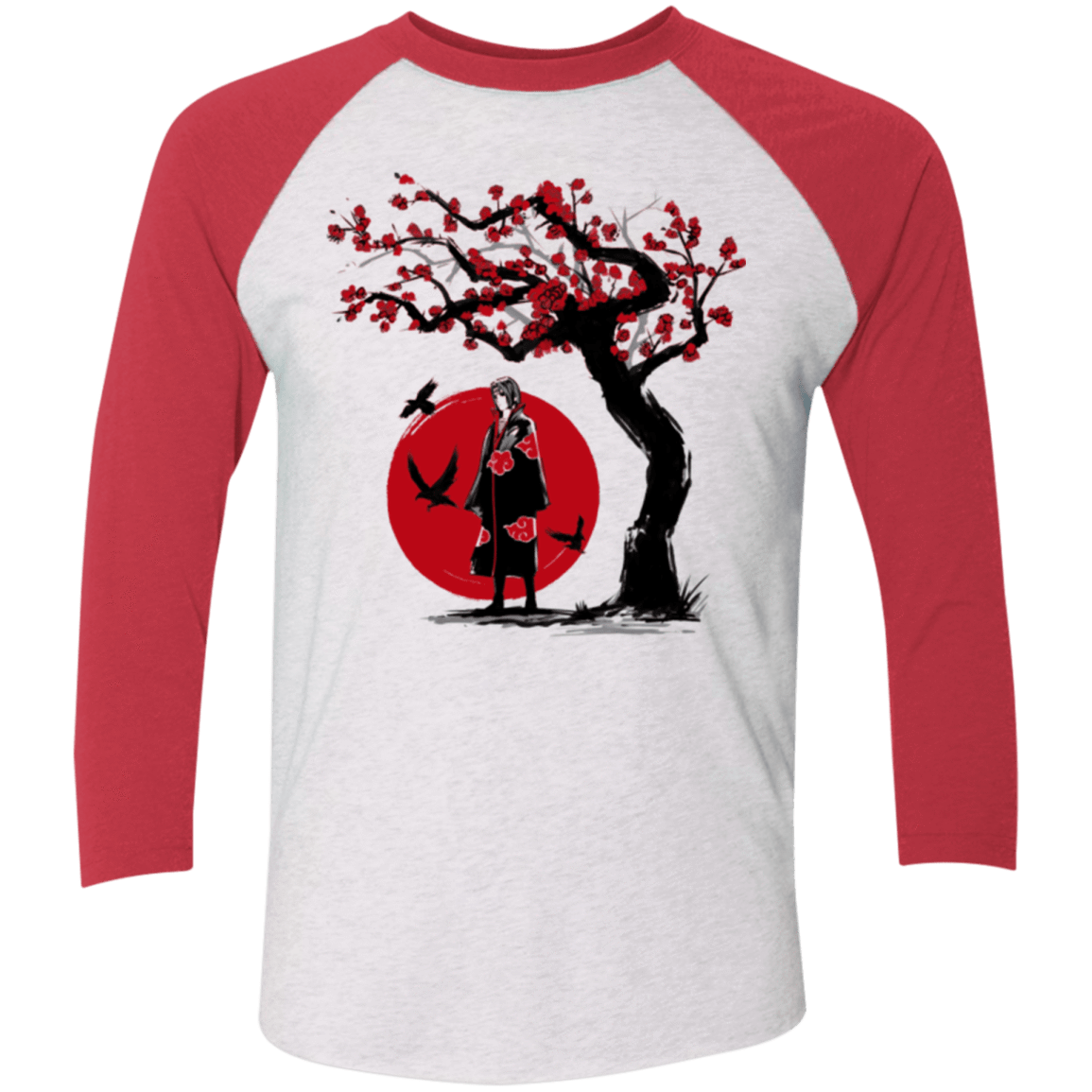 T-Shirts Heather White/Vintage Red / X-Small Ninja under the sun Men's Triblend 3/4 Sleeve