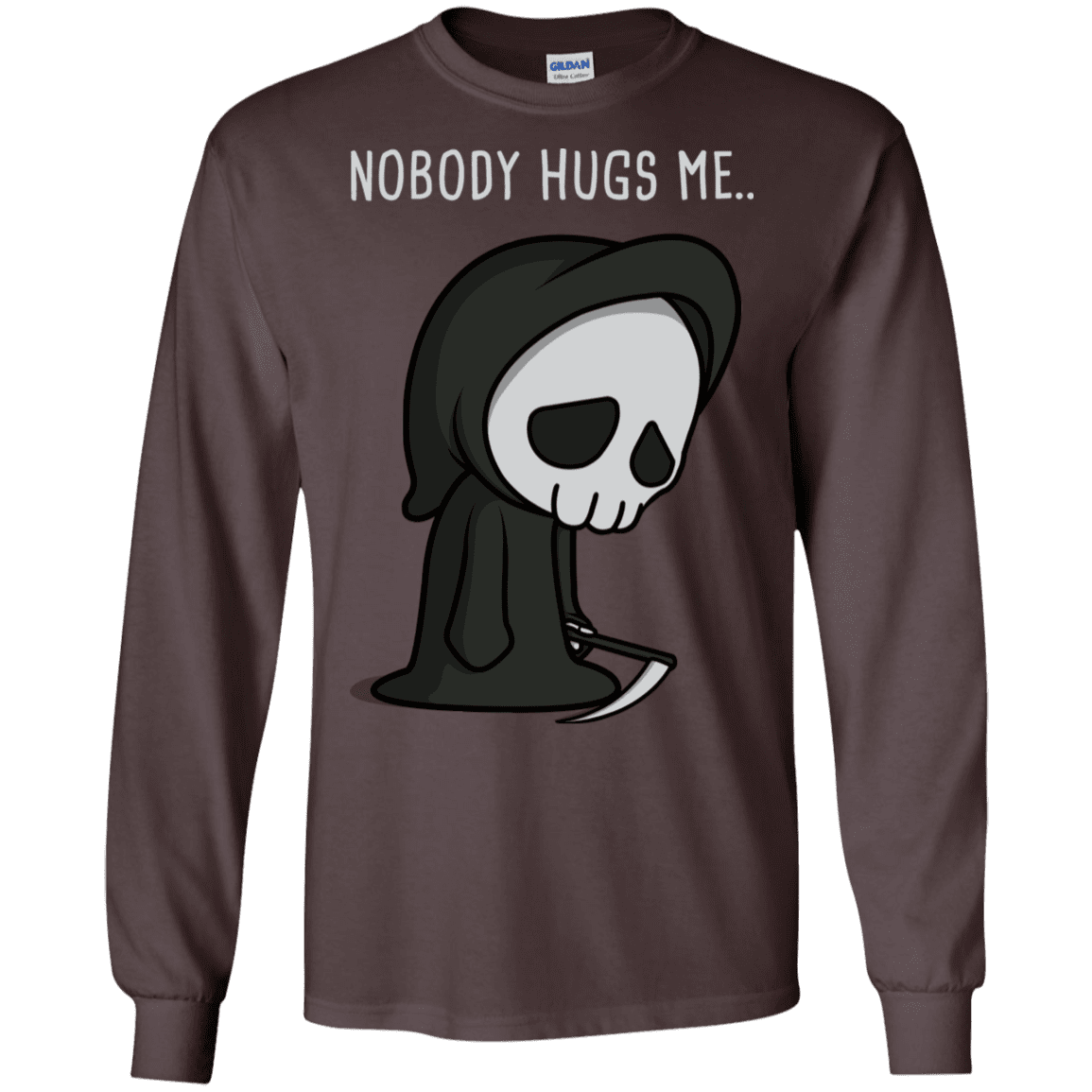 T-Shirts Dark Chocolate / S Nobody Hugs Me Men's Long Sleeve T-Shirt