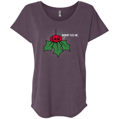 T-Shirts Vintage Purple / X-Small Nobody Kiss Me Triblend Dolman Sleeve