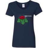 T-Shirts Navy / S Nobody Kiss Me Women's V-Neck T-Shirt