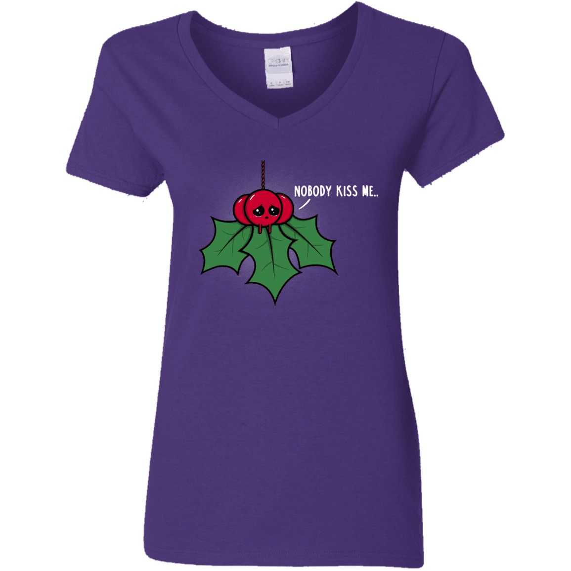 T-Shirts Purple / S Nobody Kiss Me Women's V-Neck T-Shirt