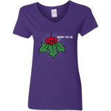 T-Shirts Purple / S Nobody Kiss Me Women's V-Neck T-Shirt