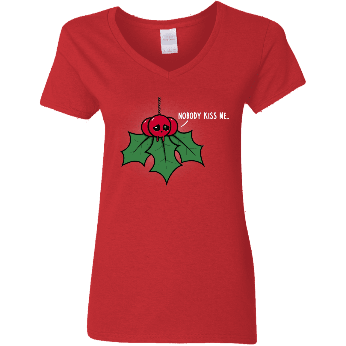 T-Shirts Red / S Nobody Kiss Me Women's V-Neck T-Shirt