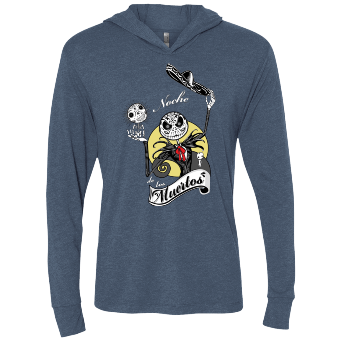 T-Shirts Indigo / X-Small Noche de los Muertos Triblend Long Sleeve Hoodie Tee