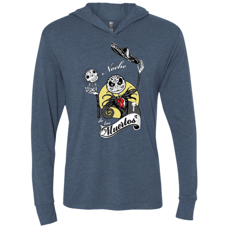 T-Shirts Indigo / X-Small Noche de los Muertos Triblend Long Sleeve Hoodie Tee