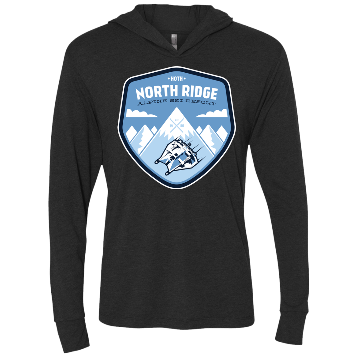 T-Shirts Vintage Black / X-Small North Ridge Ski Resort Triblend Long Sleeve Hoodie Tee
