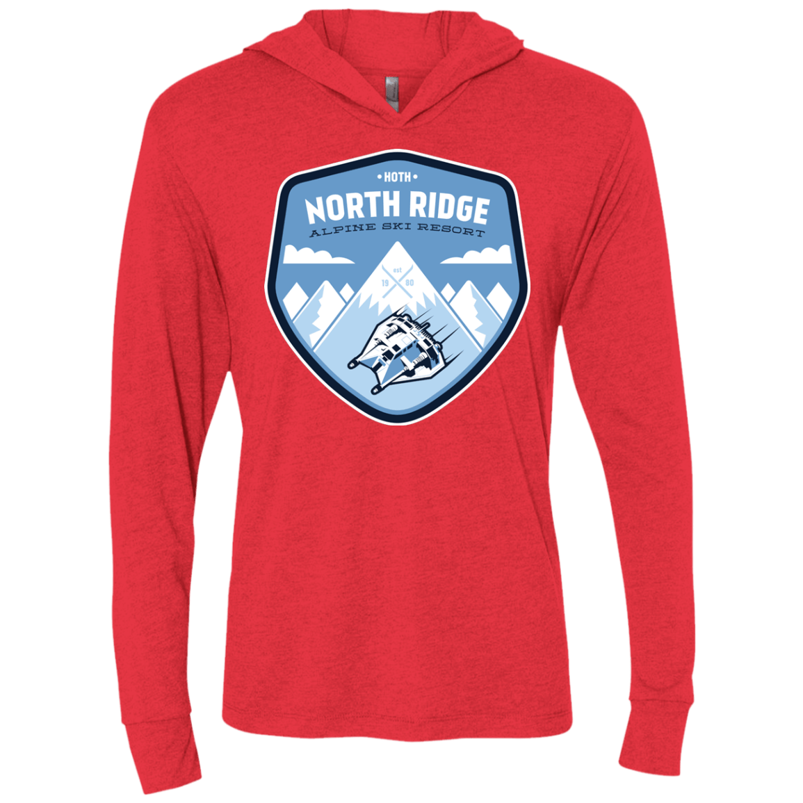 T-Shirts Vintage Red / X-Small North Ridge Ski Resort Triblend Long Sleeve Hoodie Tee