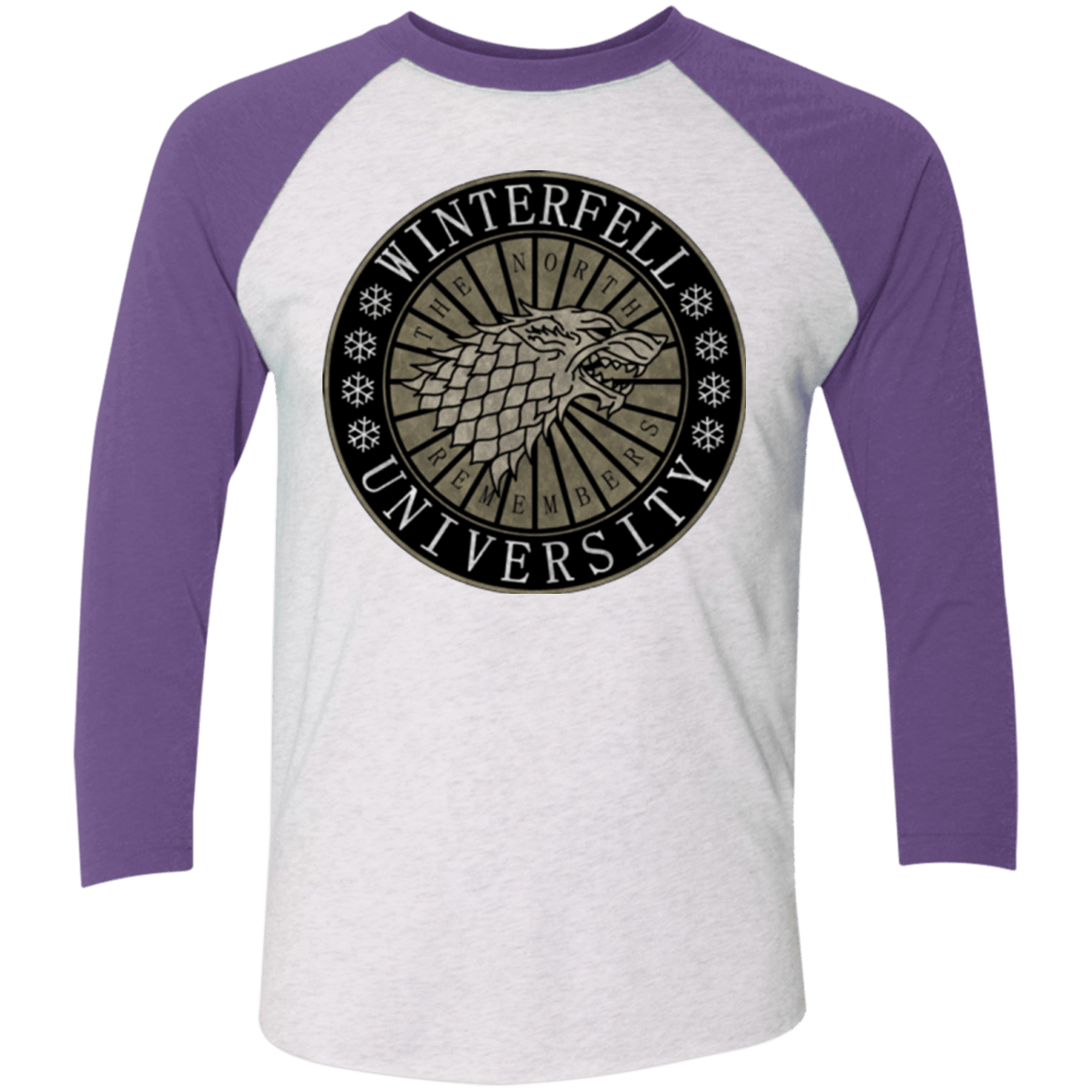 T-Shirts Heather White/Purple Rush / X-Small North university Men's Triblend 3/4 Sleeve