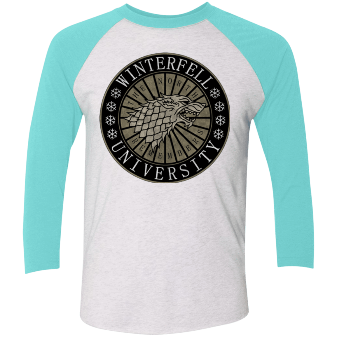 T-Shirts Heather White/Tahiti Blue / X-Small North university Men's Triblend 3/4 Sleeve