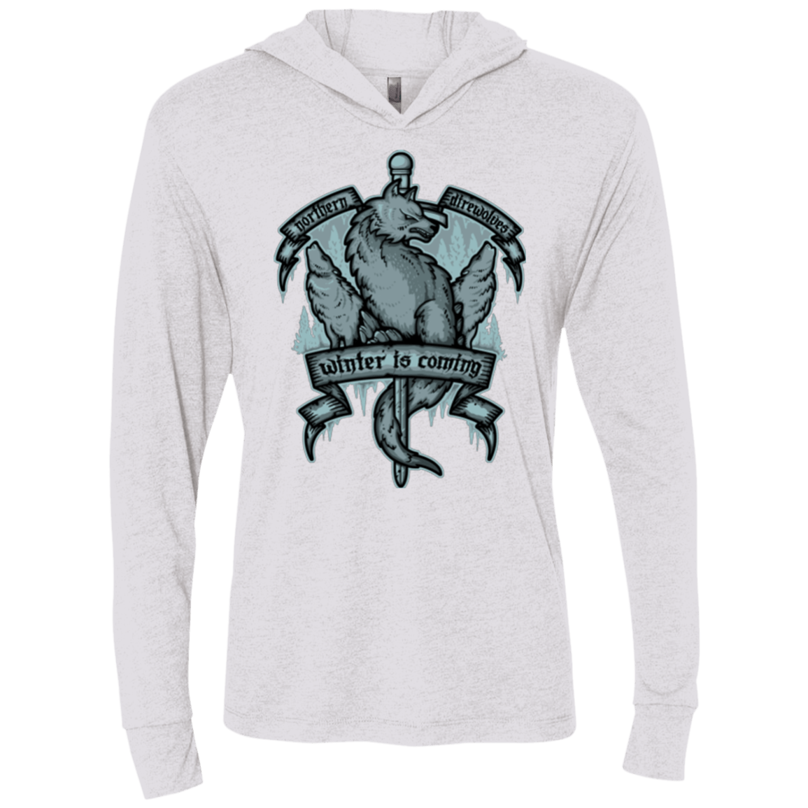 T-Shirts Heather White / X-Small Northern Direwolves Triblend Long Sleeve Hoodie Tee
