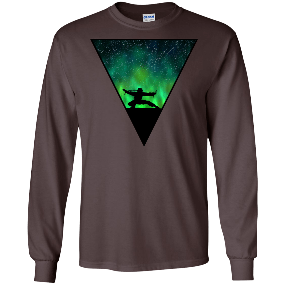 T-Shirts Dark Chocolate / S Northern Lights Pose Men's Long Sleeve T-Shirt