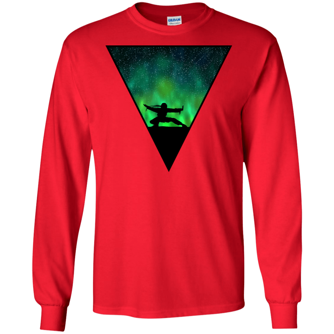 T-Shirts Red / S Northern Lights Pose Men's Long Sleeve T-Shirt