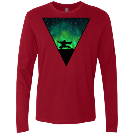 T-Shirts Cardinal / S Northern Lights Pose Men's Premium Long Sleeve