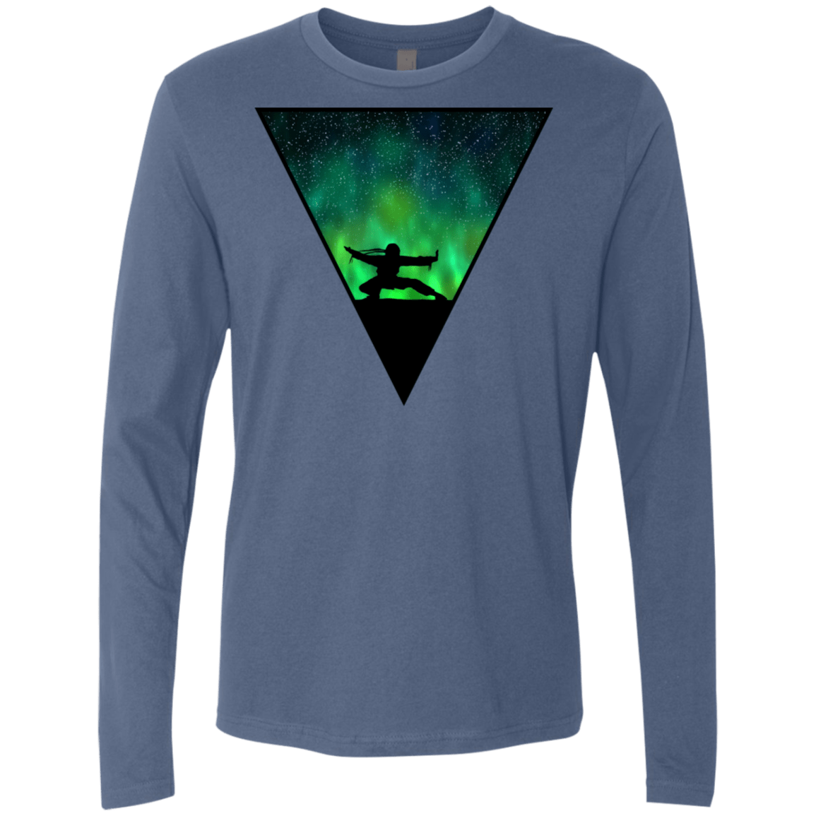T-Shirts Indigo / S Northern Lights Pose Men's Premium Long Sleeve