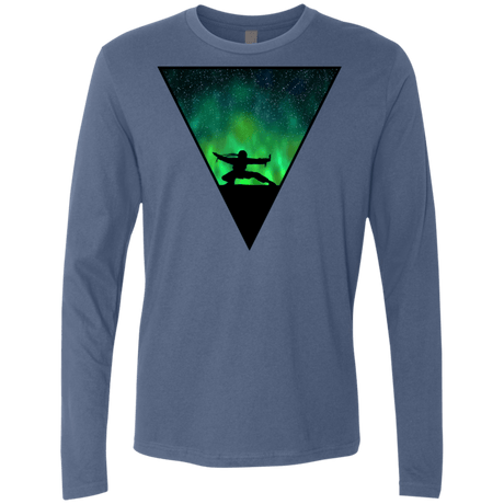 T-Shirts Indigo / S Northern Lights Pose Men's Premium Long Sleeve