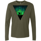 T-Shirts Military Green / S Northern Lights Pose Men's Premium Long Sleeve