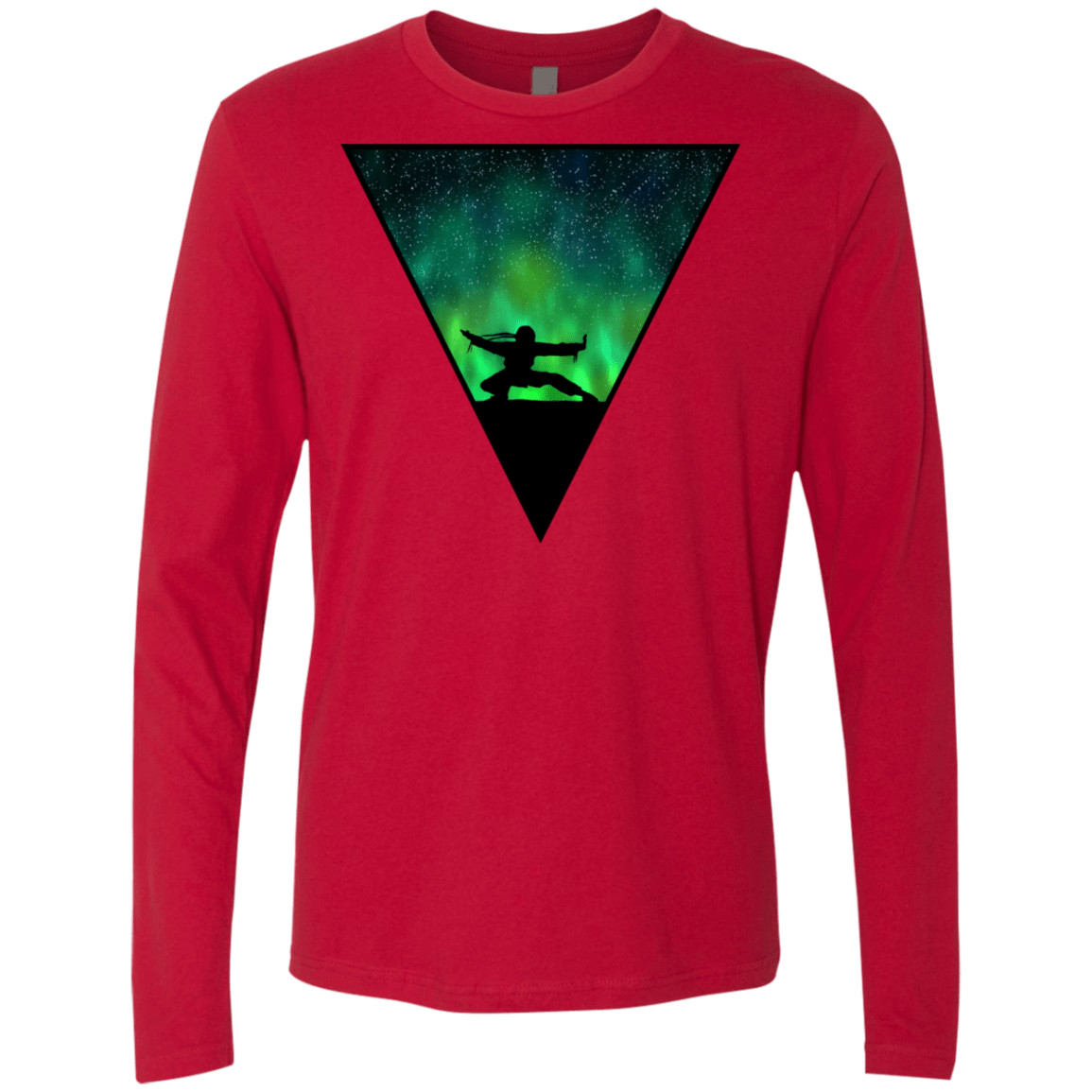 T-Shirts Red / S Northern Lights Pose Men's Premium Long Sleeve