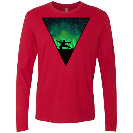T-Shirts Red / S Northern Lights Pose Men's Premium Long Sleeve