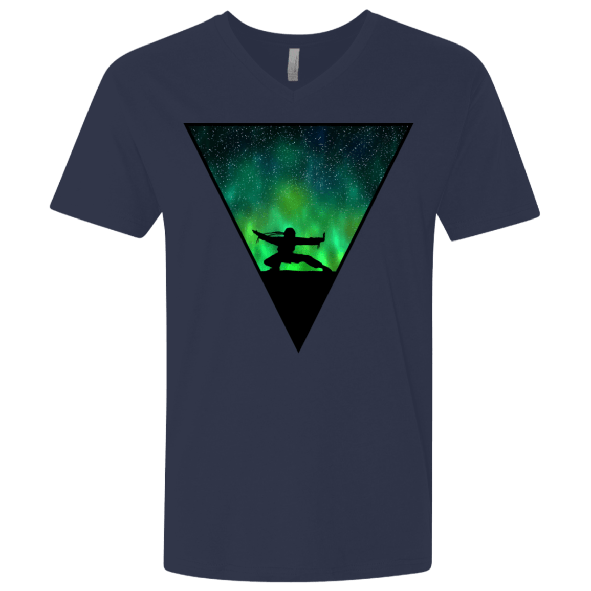 T-Shirts Midnight Navy / X-Small Northern Lights Pose Men's Premium V-Neck