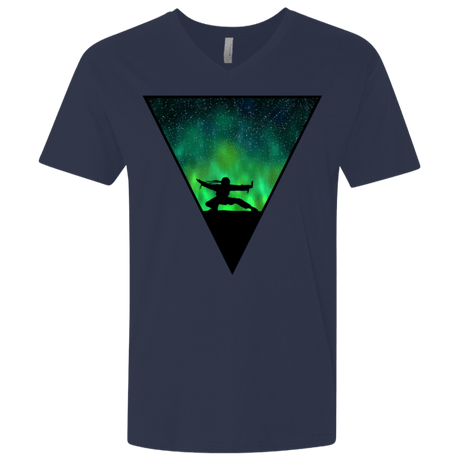 T-Shirts Midnight Navy / X-Small Northern Lights Pose Men's Premium V-Neck