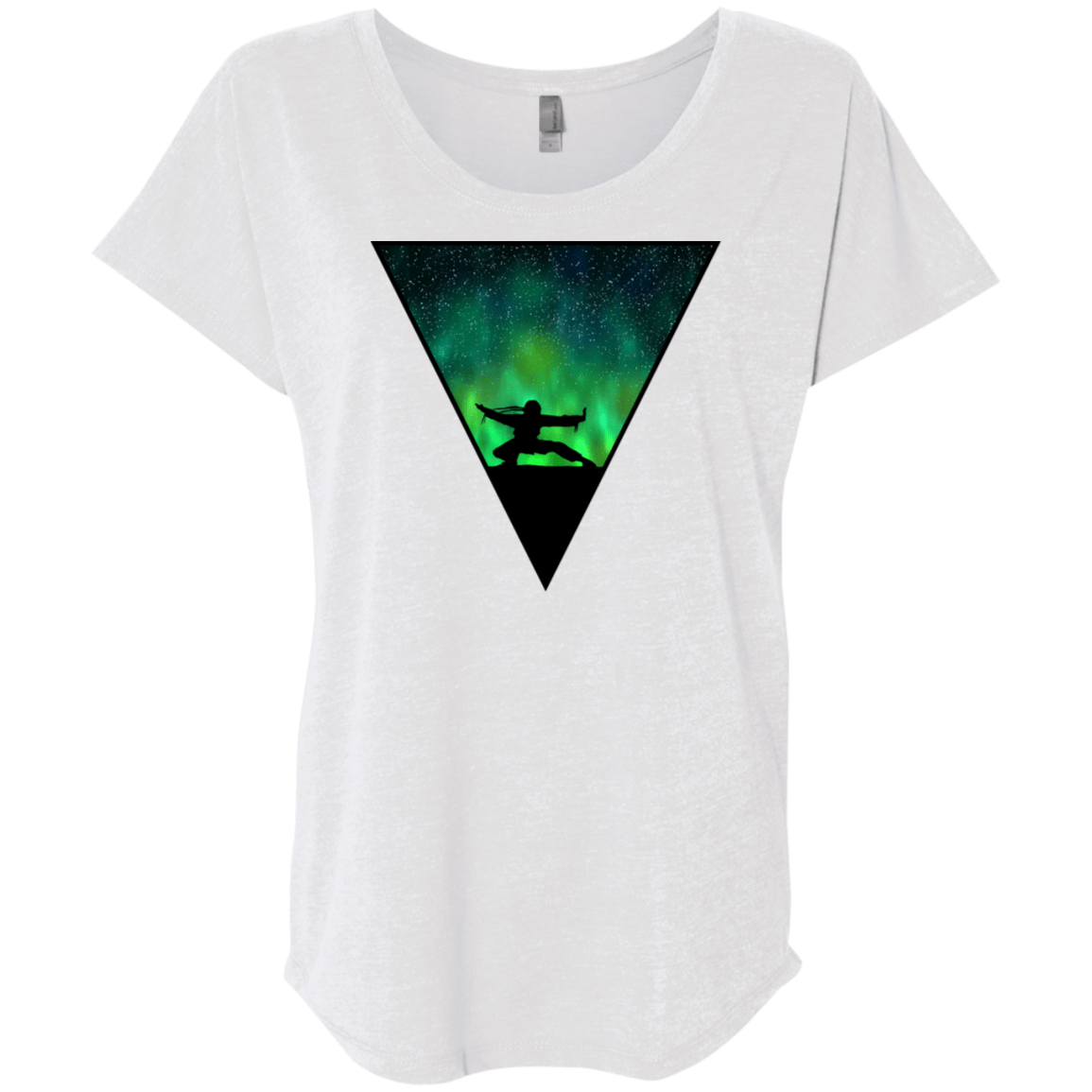 T-Shirts Heather White / X-Small Northern Lights Pose Triblend Dolman Sleeve