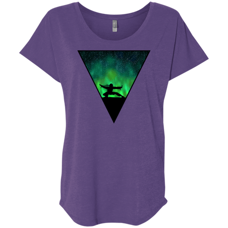 T-Shirts Purple Rush / X-Small Northern Lights Pose Triblend Dolman Sleeve