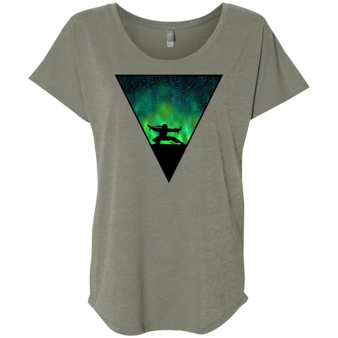 T-Shirts Venetian Grey / X-Small Northern Lights Pose Triblend Dolman Sleeve