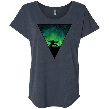 T-Shirts Vintage Navy / X-Small Northern Lights Pose Triblend Dolman Sleeve